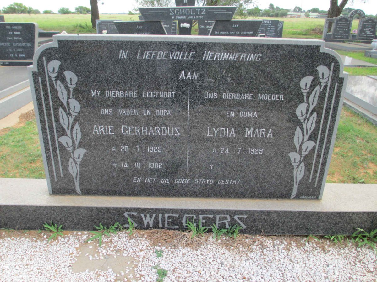 SWIEGERS Arie Gerhardus 1925-1982 &amp; Lydia Mara 1929-