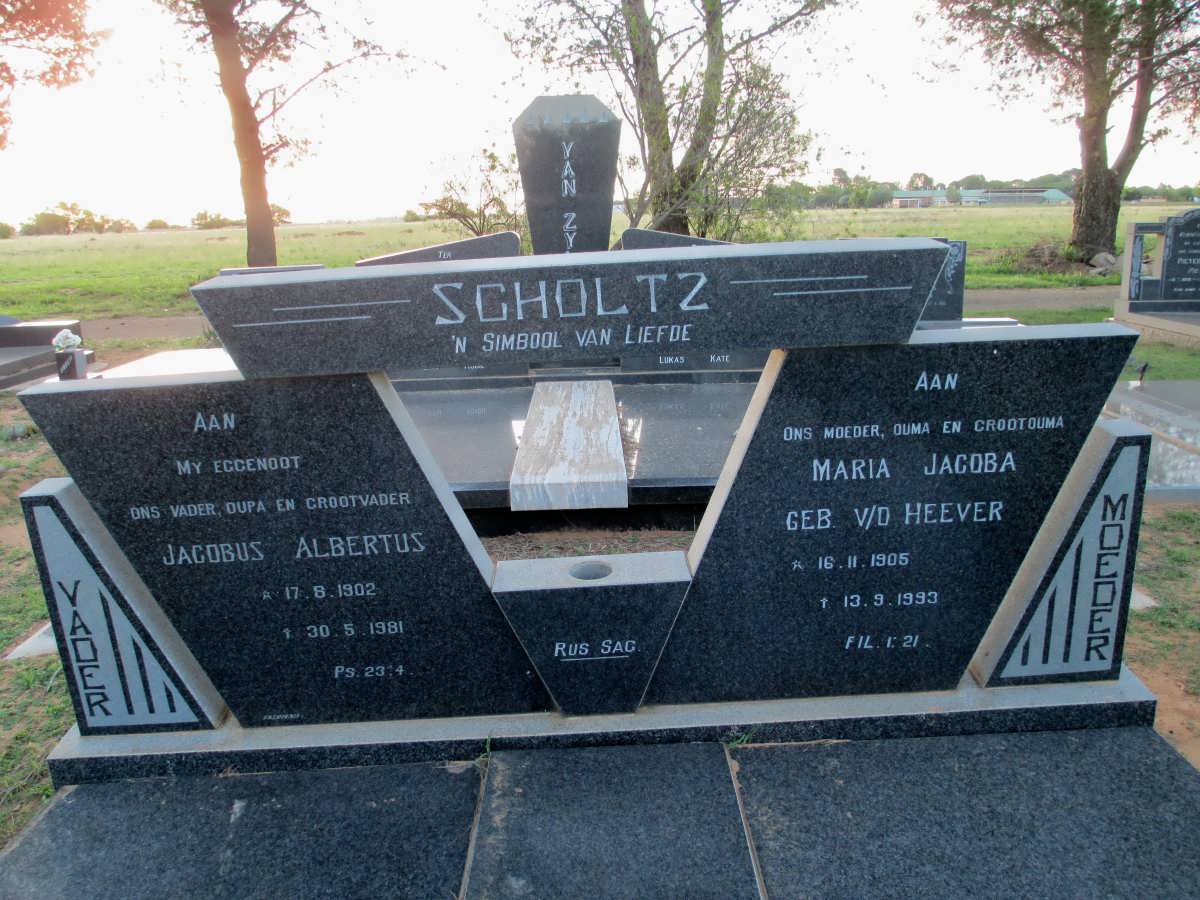 SCHOLTZ Jacobus Albertus 1902-1981 &amp; Maria Jacoba V.D. HEEVER 1905-1993