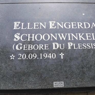 SCHOONWINKEL Louis Johannes 1940-2016 &amp; Ellen Engerda DU PLESSIS 1940-