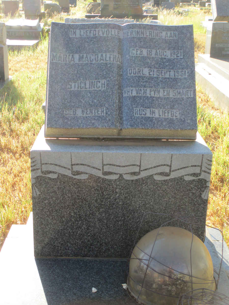 STIGLINGH Maria Magdalena nee VENTER 1921-1961