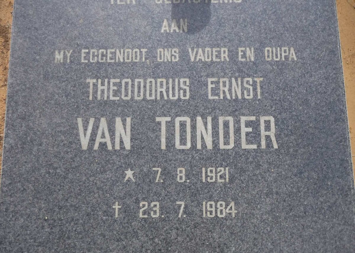 TONDER Theodorus Ernst, van 1921-1984