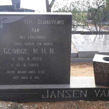 VUUREN George M.H.N., Jansen van 1922-1984 &amp; Anna S. 1920-1991