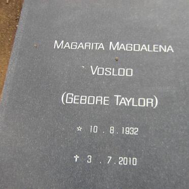 VOSLOO Magarita Magdalena nee TAYLOR 1932-2010