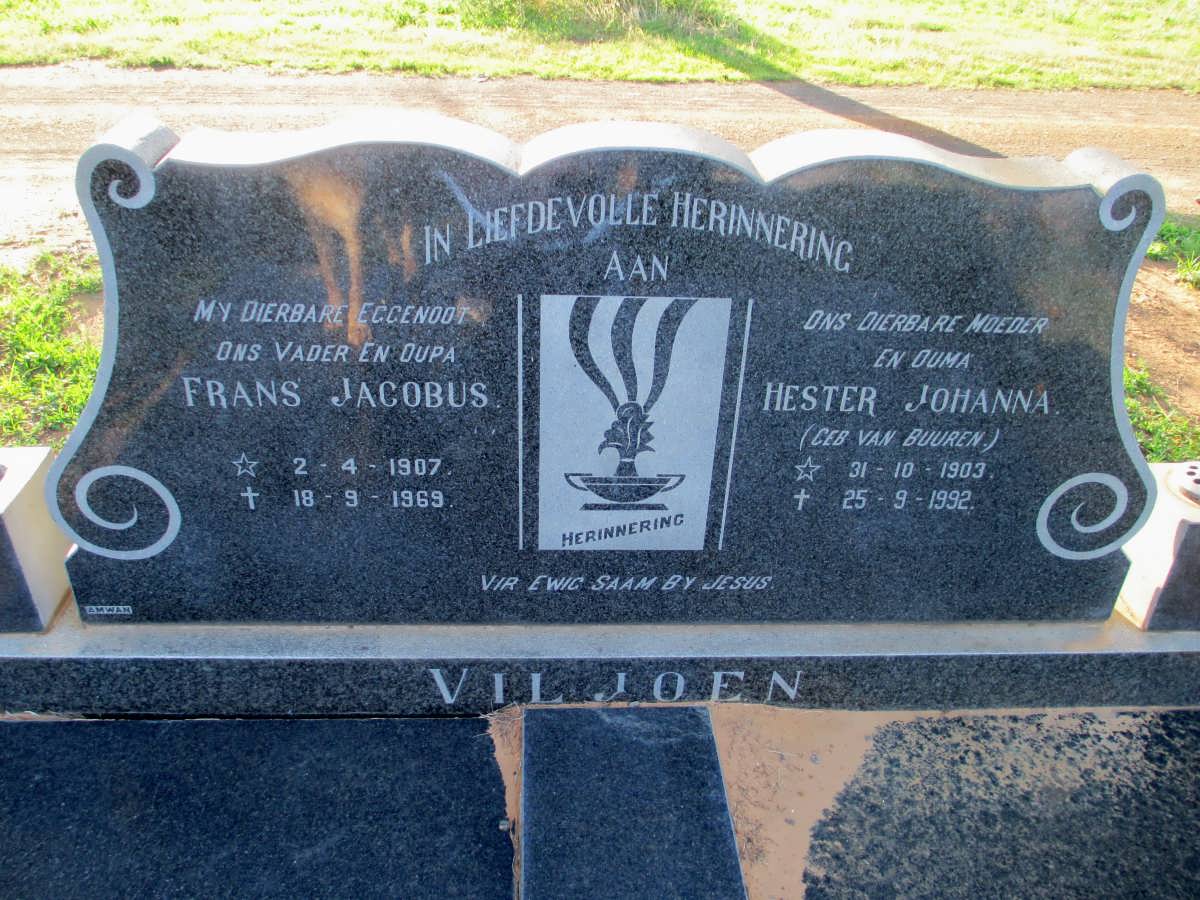 VILJOEN Frans Jacobus 1907-1969 &amp; Hester Johanna VAN BUUREN 1903-1992