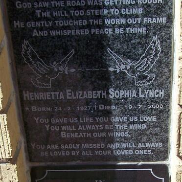 LYNCH John Deryck 1929-1995 &amp; Henrietta Elizabeth Sophia 1927-2000 :: BUIKHUIZEN Ria 1957-2002