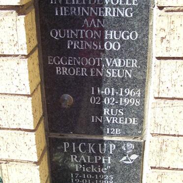 PRINSLOO Quinton Hugo 1964-1998 :: PICKUP Ralph 1925-1998