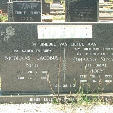 ? Nicolaas Jacobus 1918-1983 &amp; Johanna Susara SMAL 1925-1980