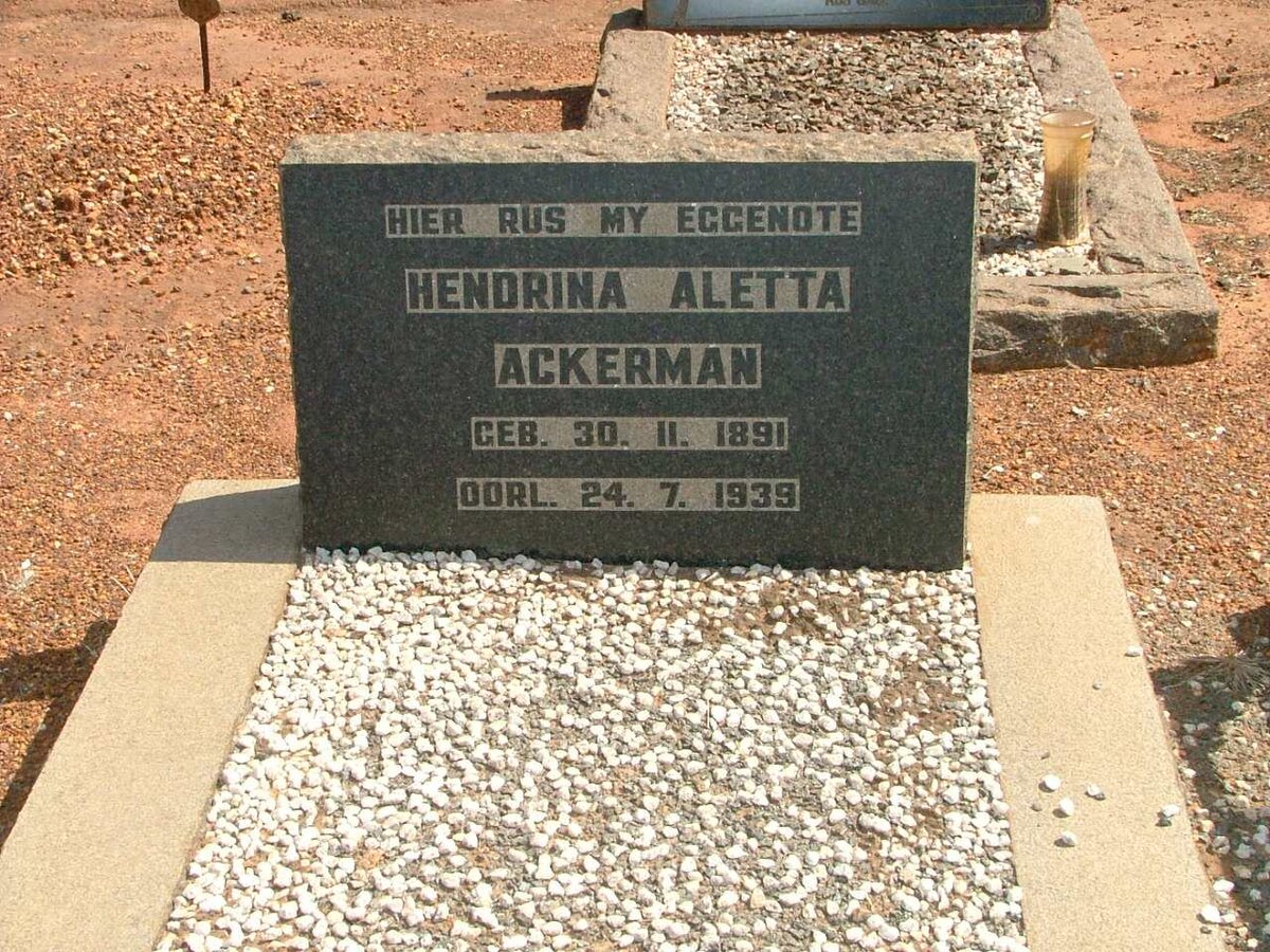 ACKERMAN Hendrina Aletta 1891-1939