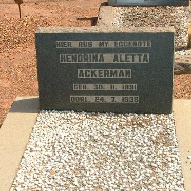 ACKERMAN Hendrina Aletta 1891-1939