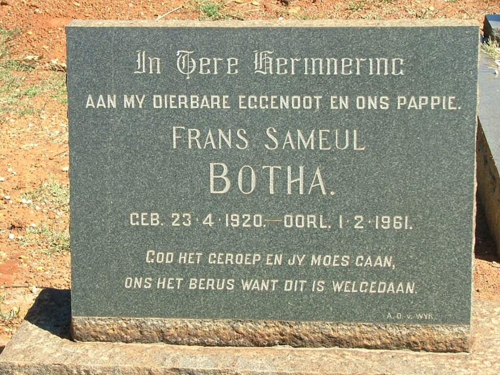 BOTHA Frans Sameul 1920-1961