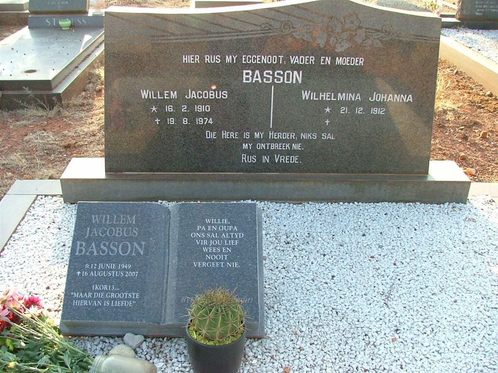 BASSON Willem Jacobus 1910-1974 &amp; Wilhelmina Johanna 1912- :: BASSON Willem Jacobus 1949-2007