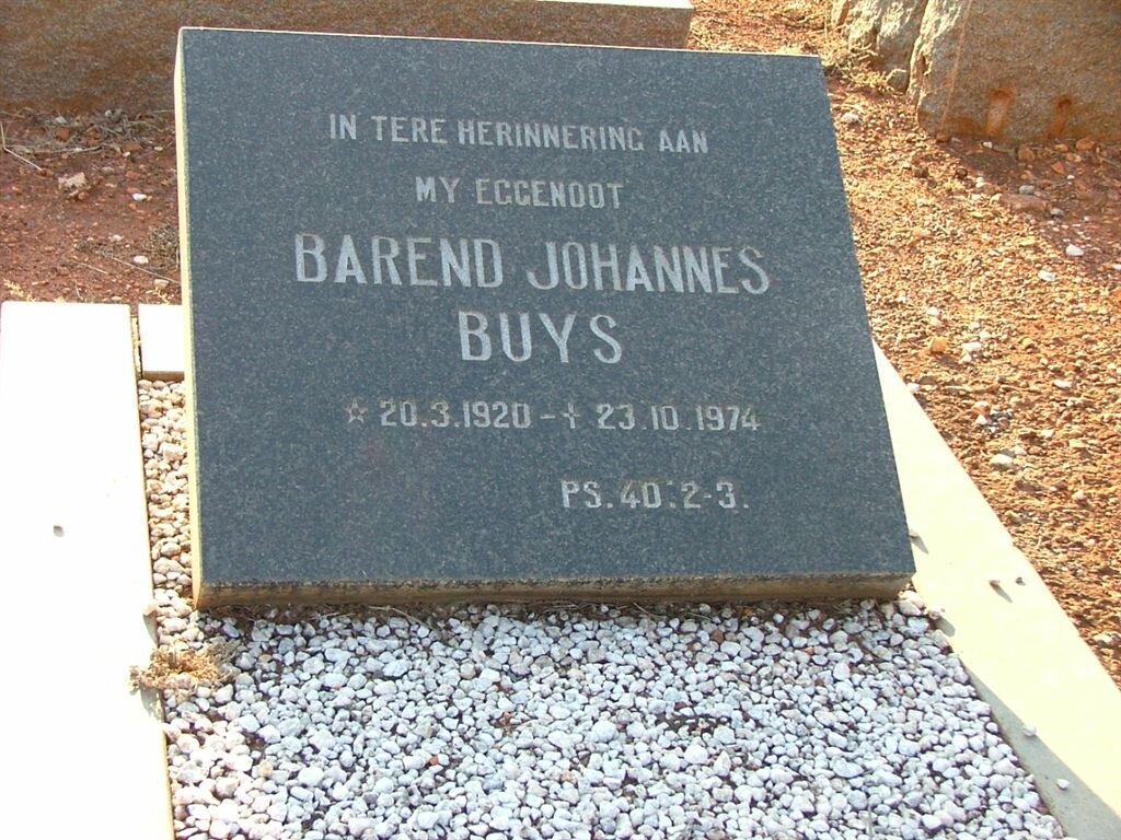 BUYS Barend Johannes 1920-1974
