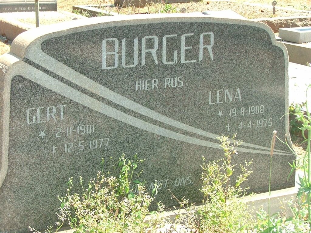 BURGER Gert 1901-1977 &amp; Lena 1908-1975