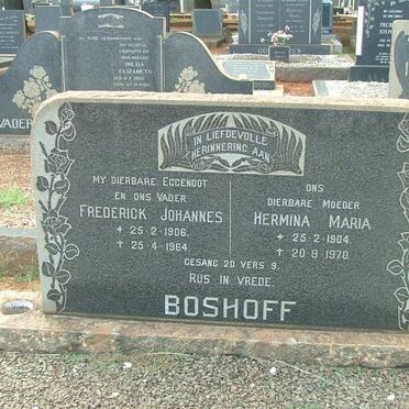 BOSHOFF Frederick Johannes 1906-1964 &amp; Hermina Maria 1904-1970