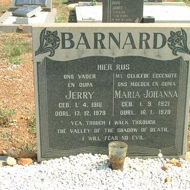 BARNARD Jerry 1918-1979 &amp; Maria Johanna 1921-1978
