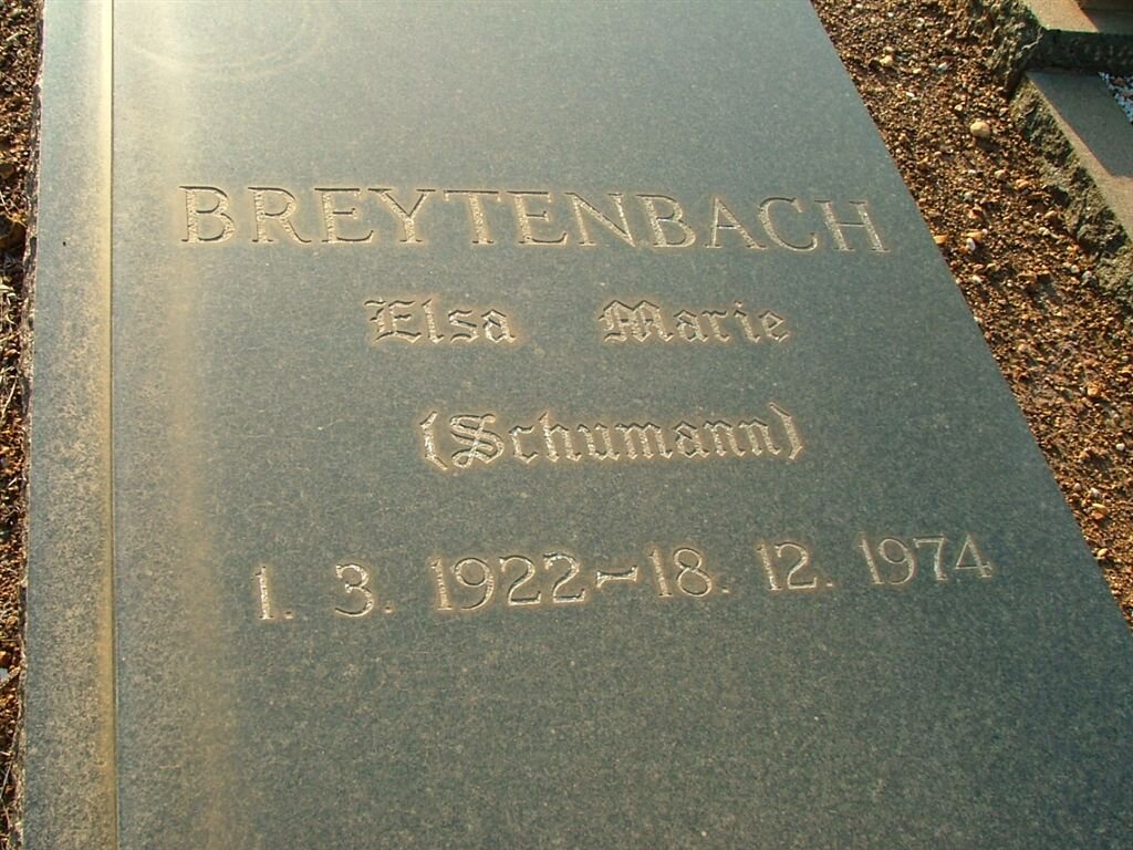 BREYTENBACH Elsa Marie nee SCHUMANN 1922-1974