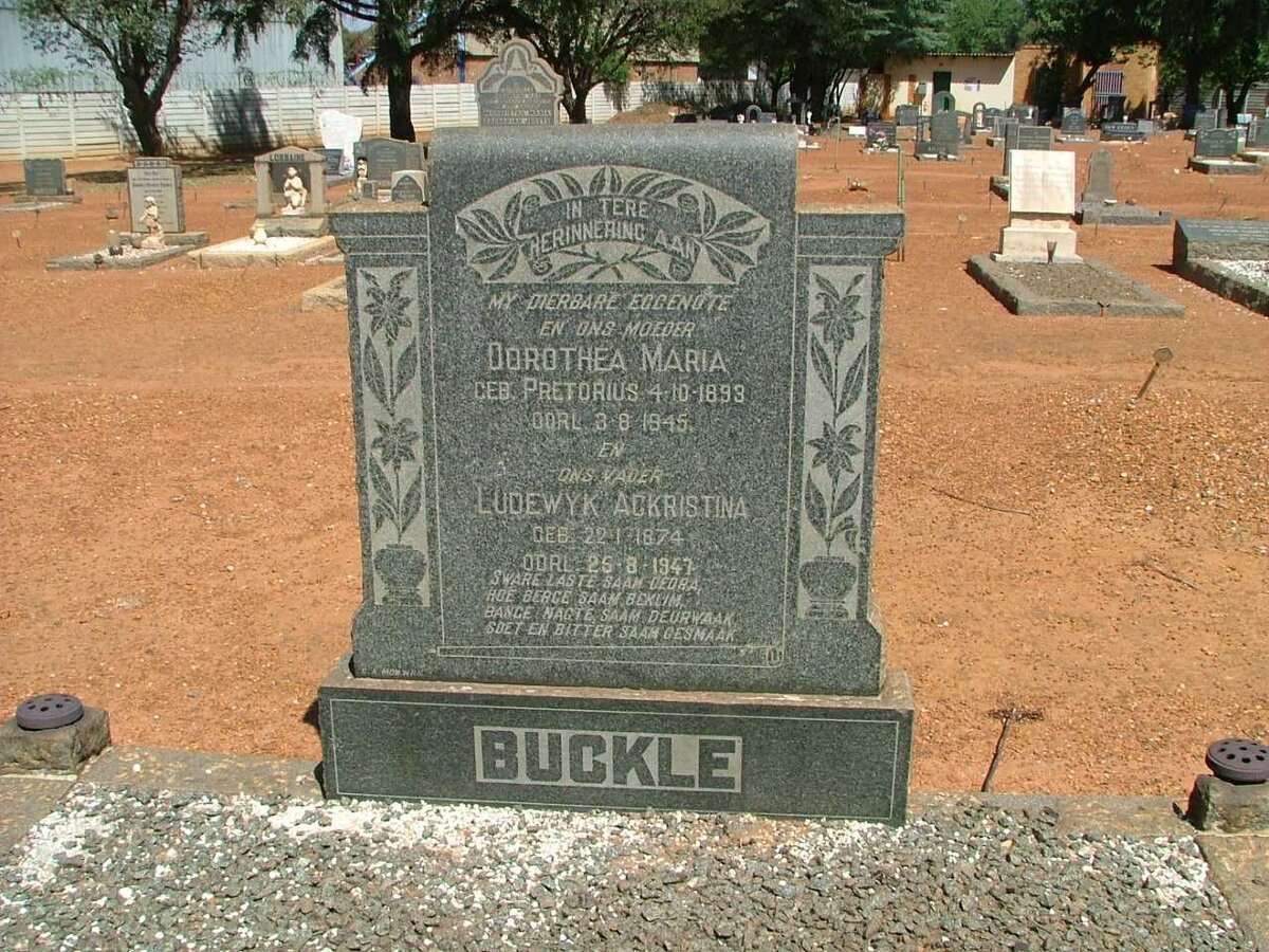 BUCKLE Ludewyk Ackristina 1874-1947 &amp; Dorothea Maria PRETORIUS 1893-1945