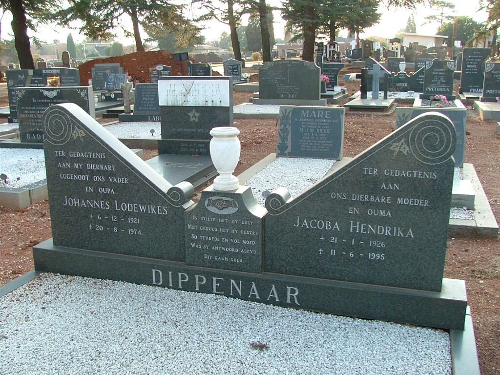 DIPPENAAR Johannes Lodewikus 1921-1974 &amp; Jacoba Hendrika 1926-1995