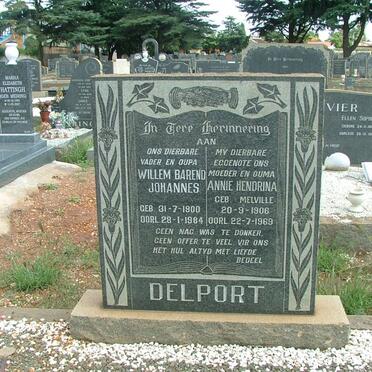 DELPORT Willem Barend Johannes 1900-1984 &amp; Annie Hendrina MELVILLE 1906-1969