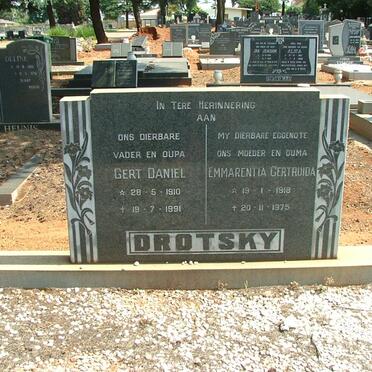 DROTSKY Gert Daniel 1910-1991 &amp; Emmarentia Gertruida 1918-1975