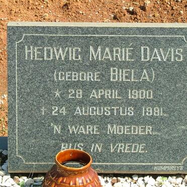 DAVIS Hedwig Marié nee BIELA 1900-1981