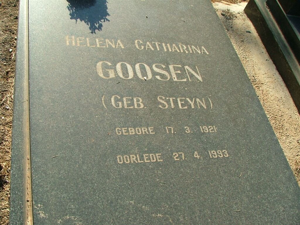 GOOSEN Helena Catharina nee STEYN 1921-1993