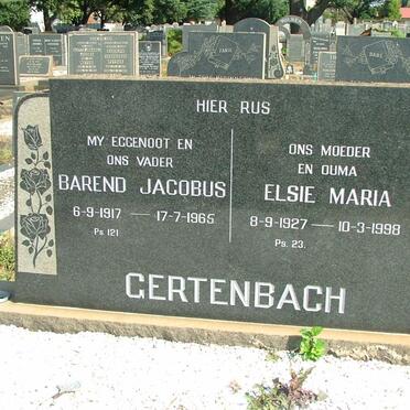 GERTENBACH Barend Jacobus 1917-1965 &amp; Elsie Maria 1927-1998