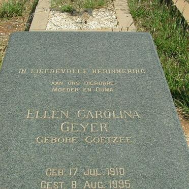 GEYER Ellen Carolina nee COETZEE 1910-1985