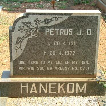 HANEKOM Petrus J.D. 1911-1977