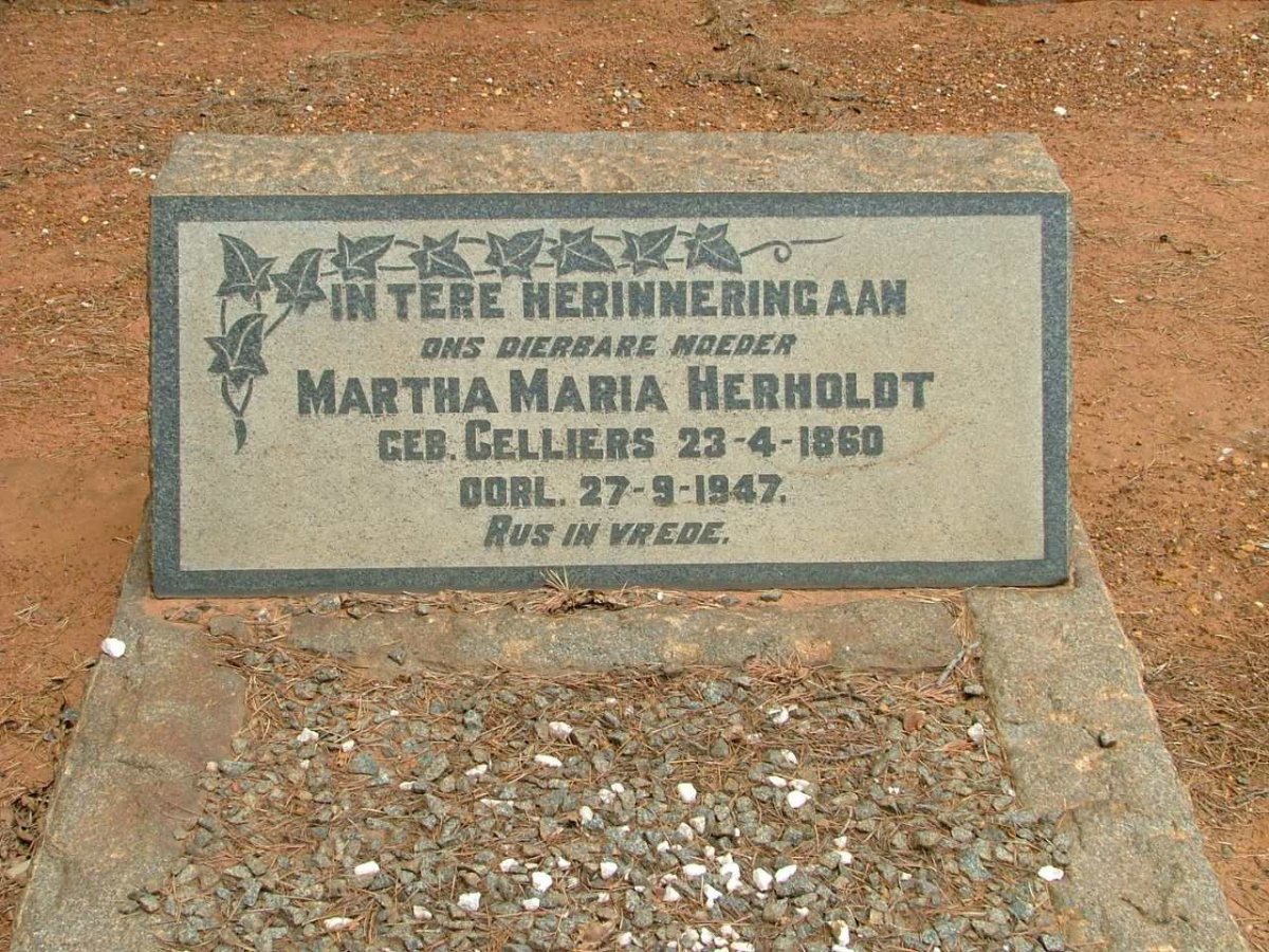 HERHOLDT Martha Maria nee CELLIERS 1860-1947