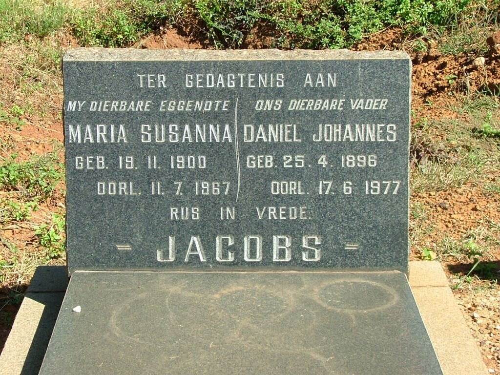 JACOBS Daniel Johannes 1896-1977 &amp; Maria Susanna 1900-1967