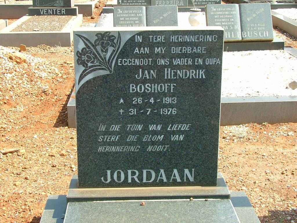 JORDAAN Jan Hendrik Boshoff 1913-1976