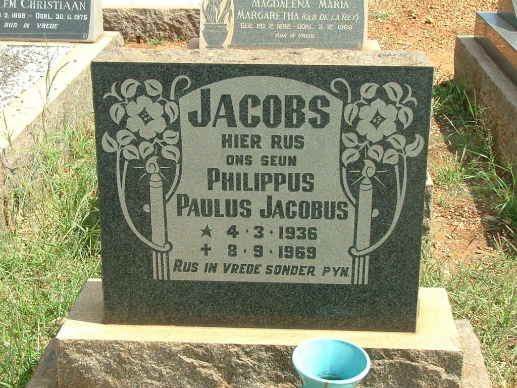 JACOBS Philippus Paulus Jacobus 1936-1969