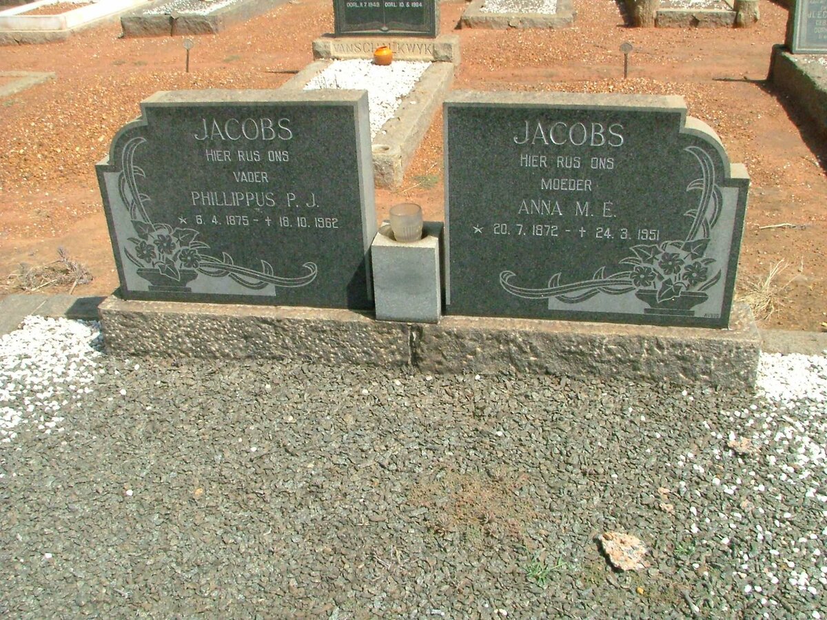 JACOBS Phillippus P.J. 1875-1962 &amp; Anna M.E. 1872-1951