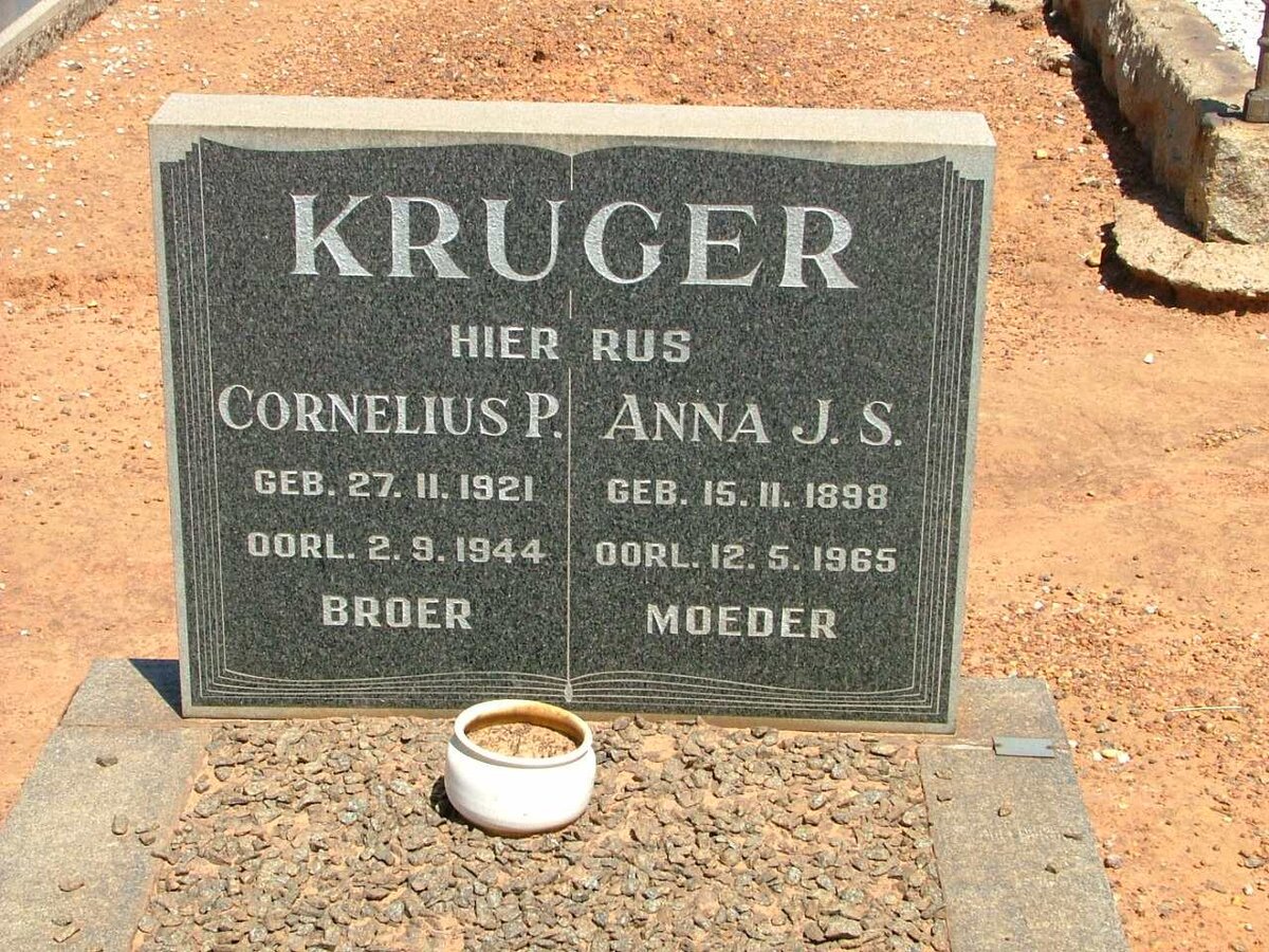 KRUGER Cornelius P. 1921-1944 &amp; Anna J.S. 1898-1965