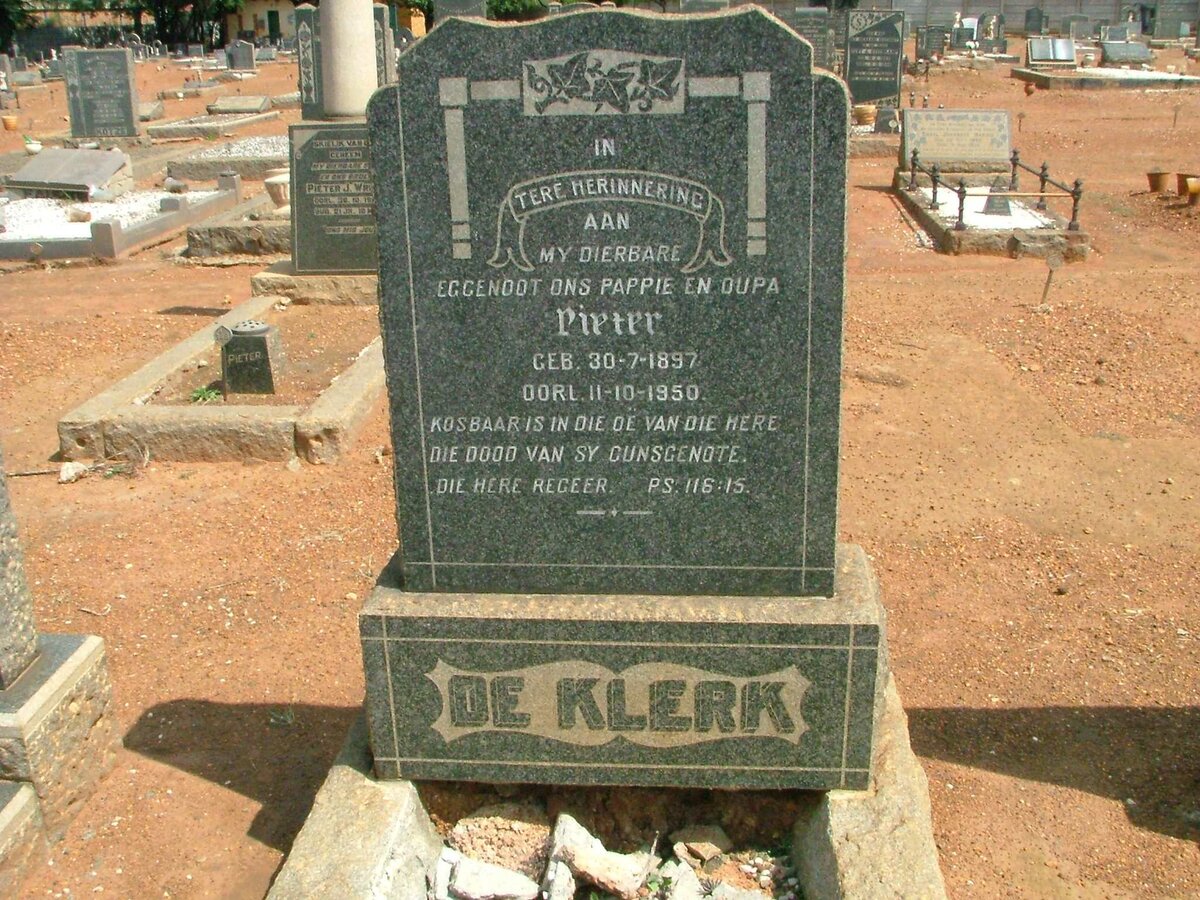 KLERK Pieter, de 1897-1950