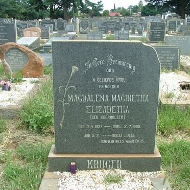 KRUGER Magdalena Magrietha Elizabeth nee OBERHOLZER 1927-1969 
