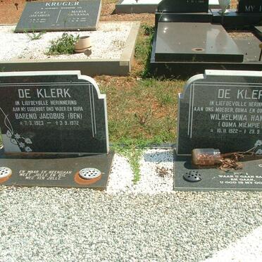 KLERK  Barend Jacobus, de 1923-1972 &amp; Wilhelmina Hanzina 1922-2006