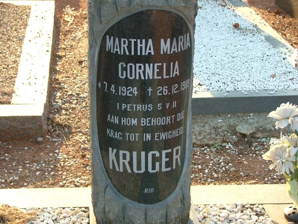 KRUGER Martha Maria Cornelia 1924-1989