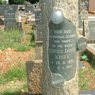 KRIEK Andries Daniel 1920-1967