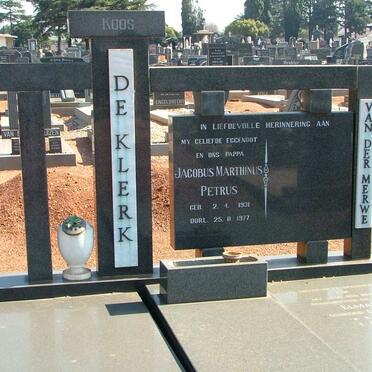 KLERK Jacobus Marthinus Petrus,  de 1931-1977