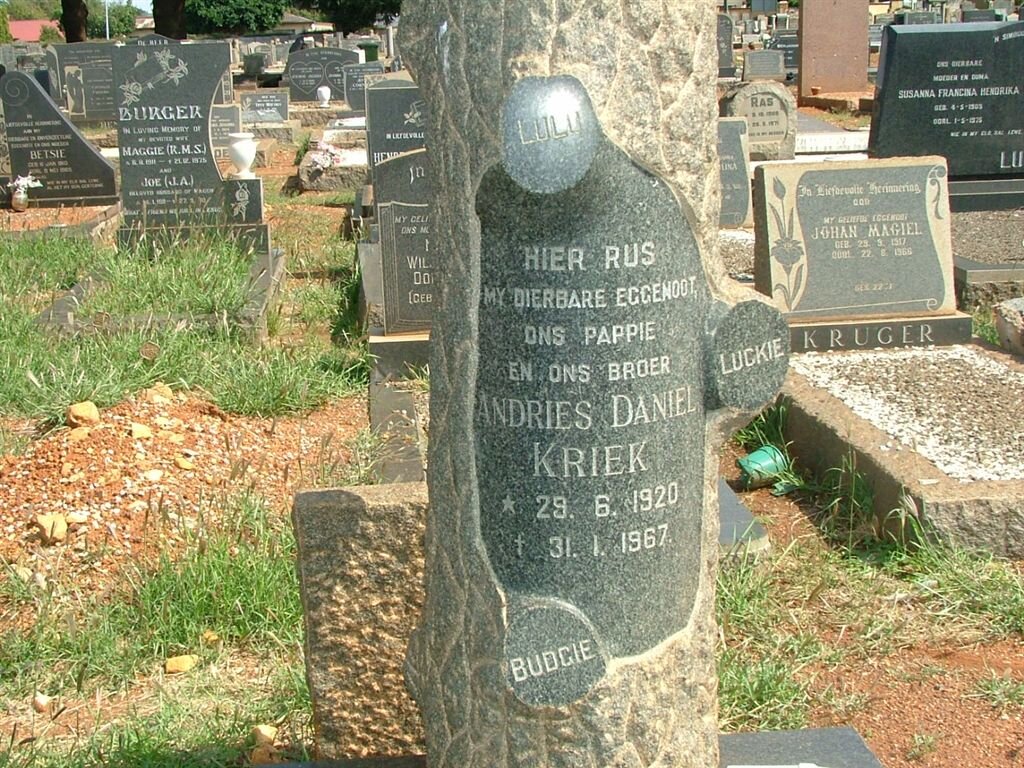 KRIEK Andries Daniel 1920-1967