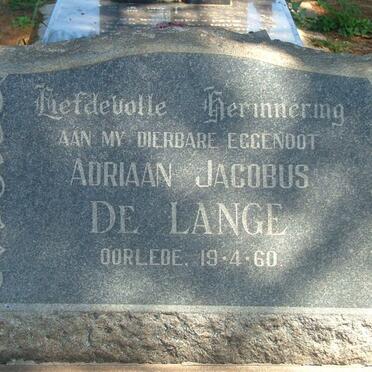 LANGE Adriaan Jacobus, de -1960
