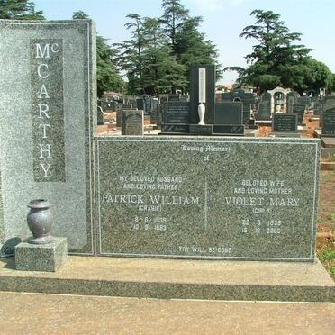 McCARTHY Patrick William 1939-1983 &amp; Violet Mary 1909-2006