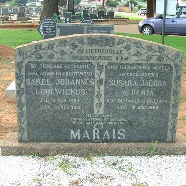 MARAIS Sarel Johannes Lodewickus 1894-1961 &amp; Susara Jacoba Alberta TALJAARD 1899-1988