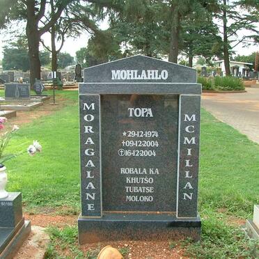 MOHLAHLO Morgalane McMillan 1974-2004