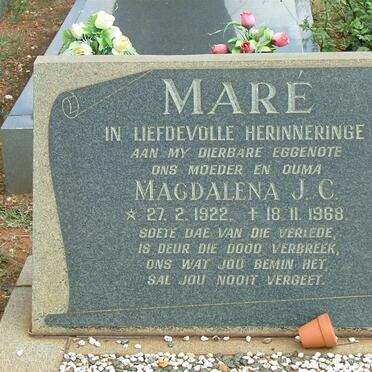 MARÉ Magdalena J.C. 1922-1968