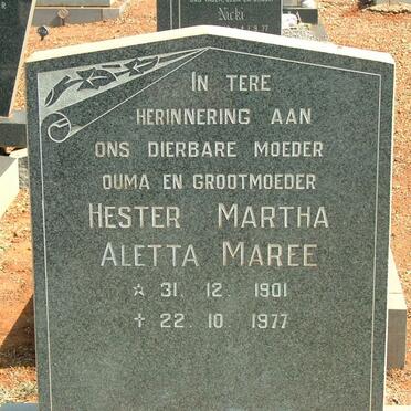MAREE Hester Martha Aletta 1901-1977
