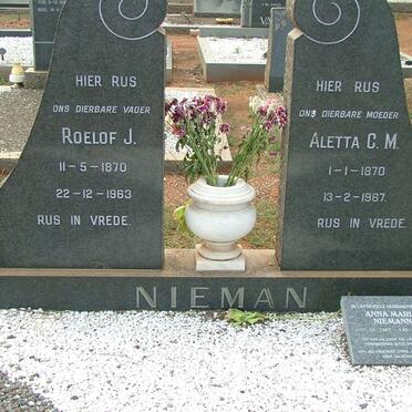 NIEMAN Roelof J. 1870-1963 &amp; Aletta C.M. 1870-1967 :: NIEMANN Anna Maria 1927-2003