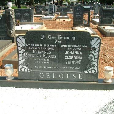 OELOFSE Johannes Hendrik Jacobus 1926-1976 &amp; Johanna Clordina 1929-2008